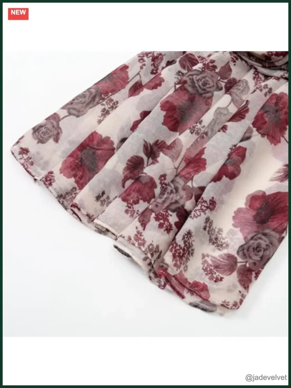 Lightweight Floral Printed Fringed Shawl Scarf Wrap